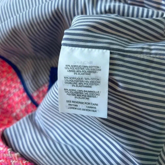 J. CREW Peplum Tweed Jacket Neon Fuchsia Classic Fit Size 4 - Picture 5 of 5